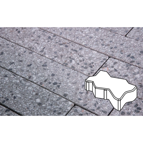 Плитка тротуарная Готика, Granite FINERRO, Зигзаг Волна, Галенит, 225*112,560 мм