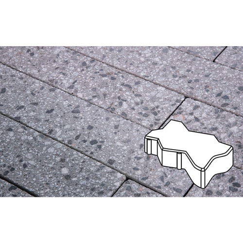 Плитка тротуарная Готика City, Granite FINERRO, Зигзаг Волна, Галенит, 225*112,560 мм