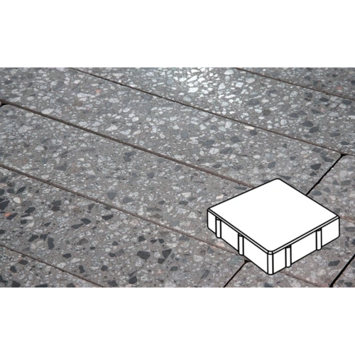 Плитка тротуарная Готика, Granite FINO, Квадрат, Галенит, 200*200*60 мм